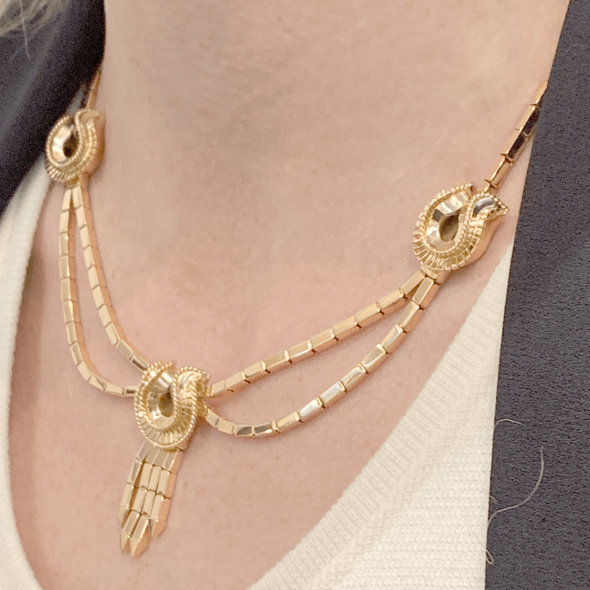 Collier - Sautoir draperie en or rose - Castafiore