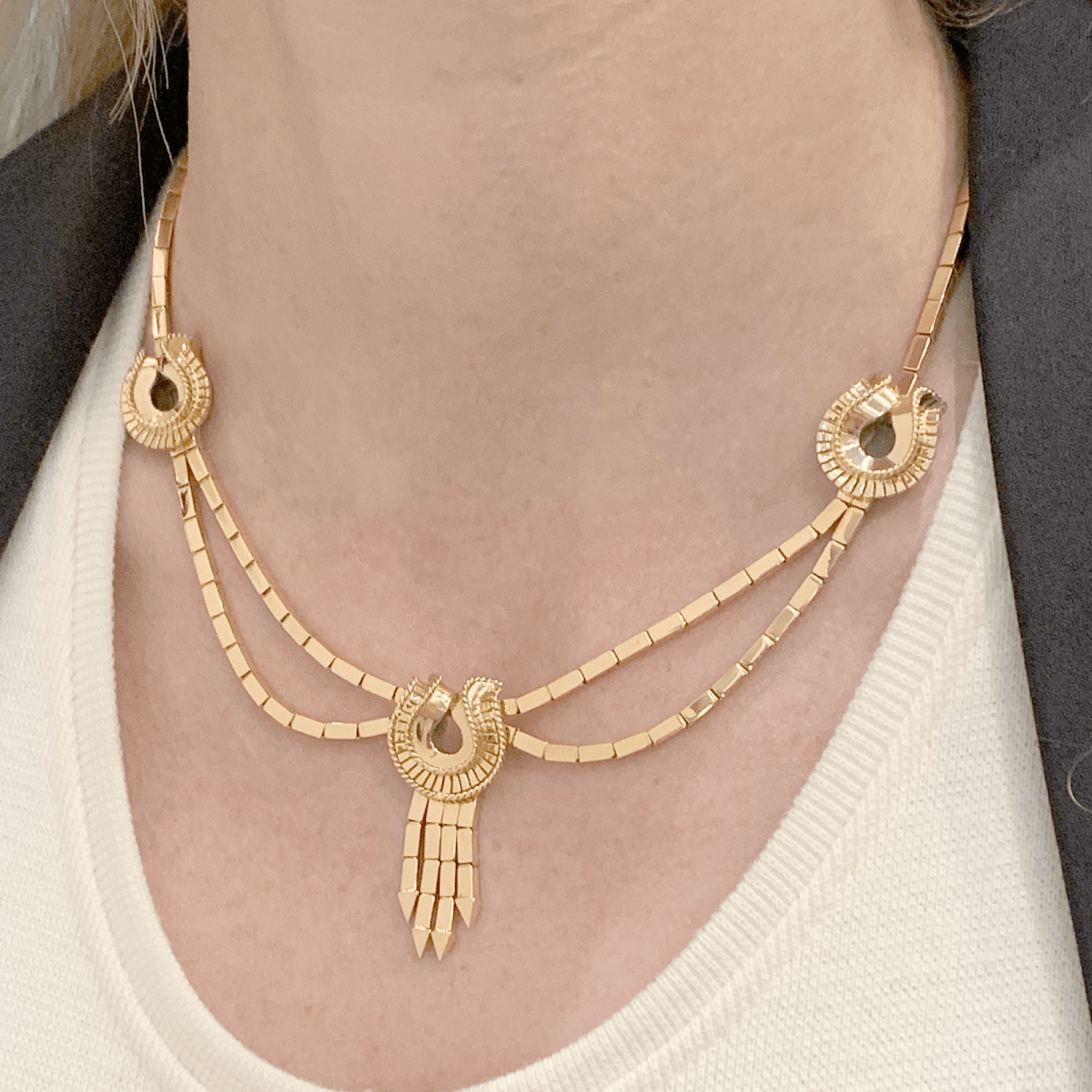 Collier - Sautoir draperie en or rose - Castafiore