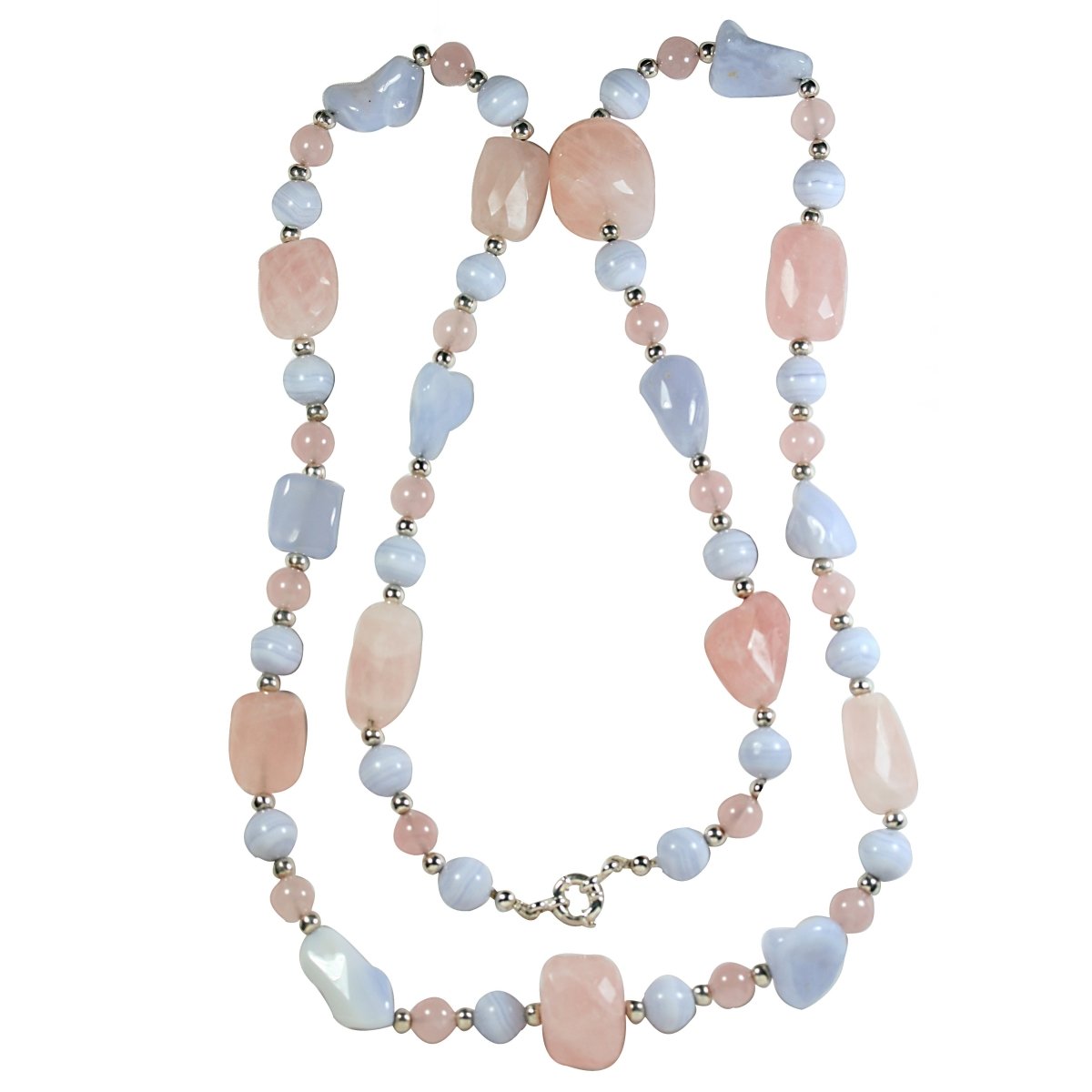 Collier Sautoir en argent, quartz et calcédoine - Castafiore