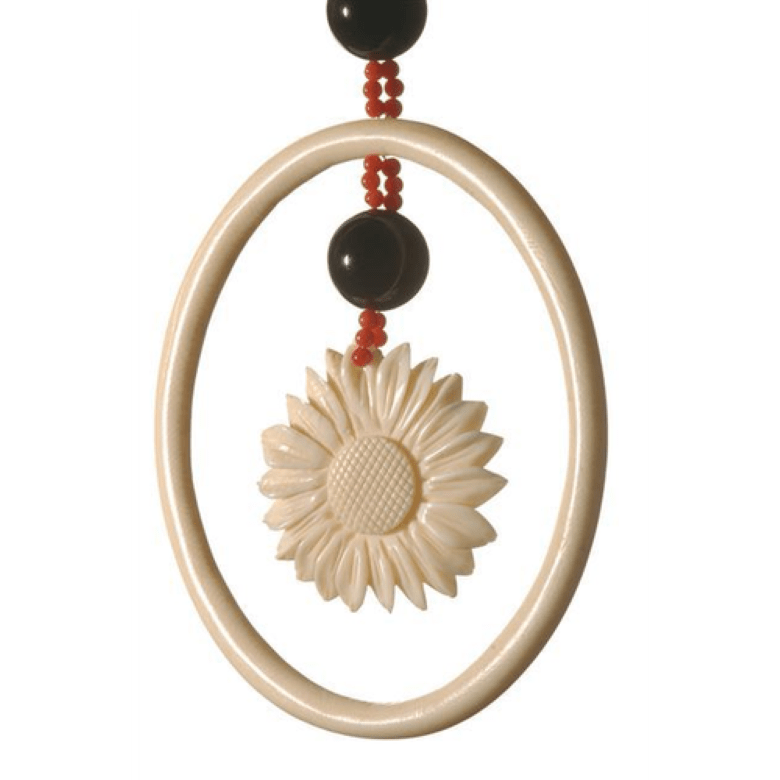Collier Sautoir en ivoire, onyx et corail - Castafiore