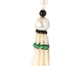 Collier Sautoir en onyx, perles et émeraudes - Castafiore