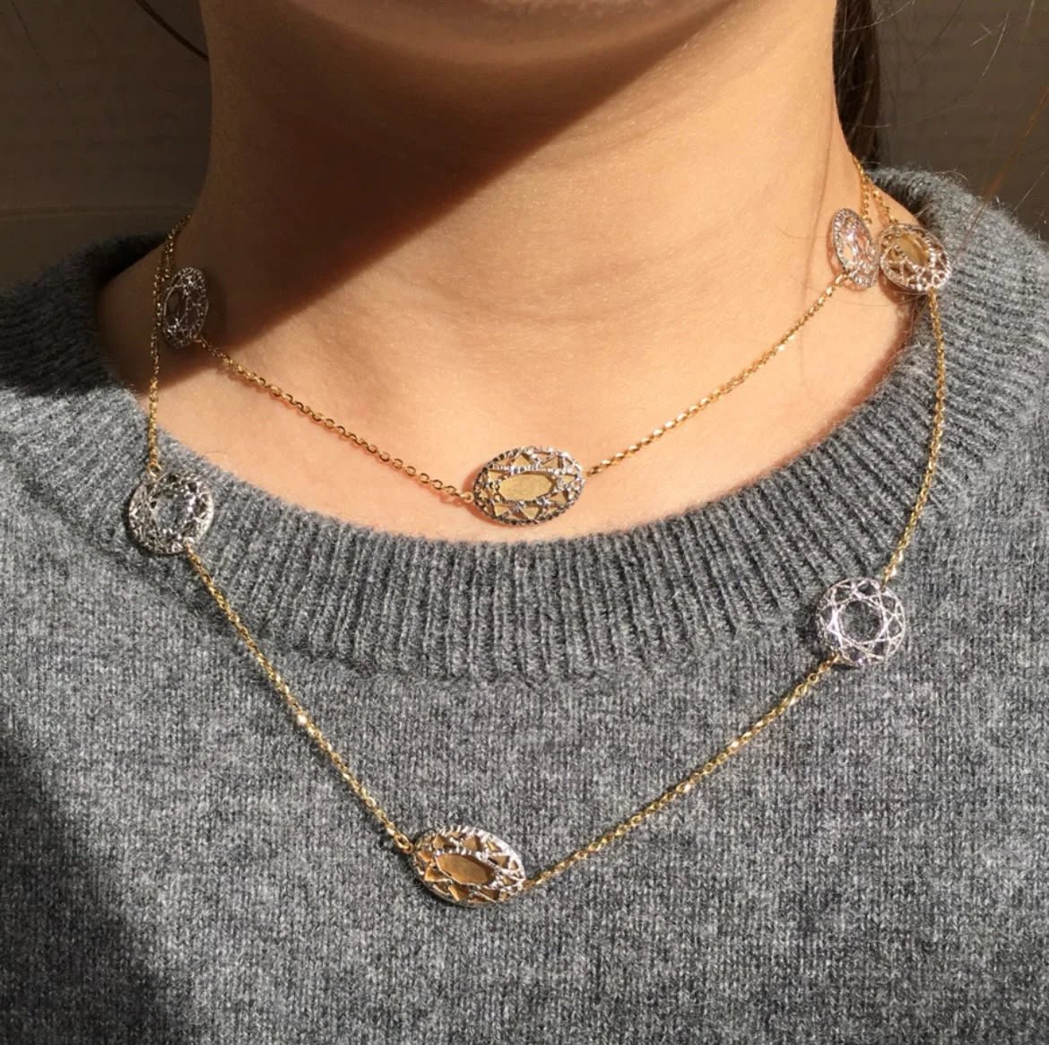 Collier Sautoir en or blanc et or jaune - Castafiore