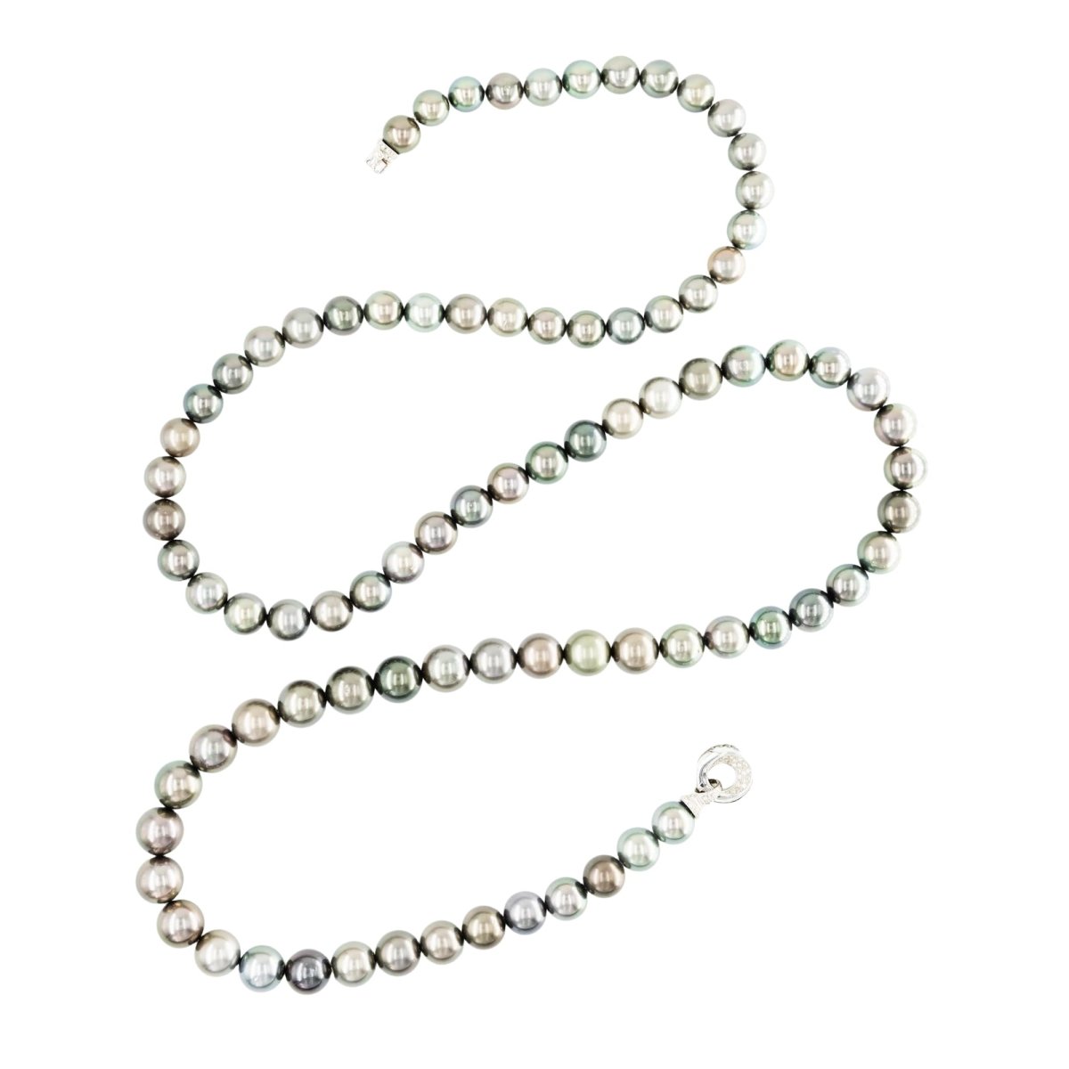 Collier Sautoir en or blanc, perles et diamants - Castafiore