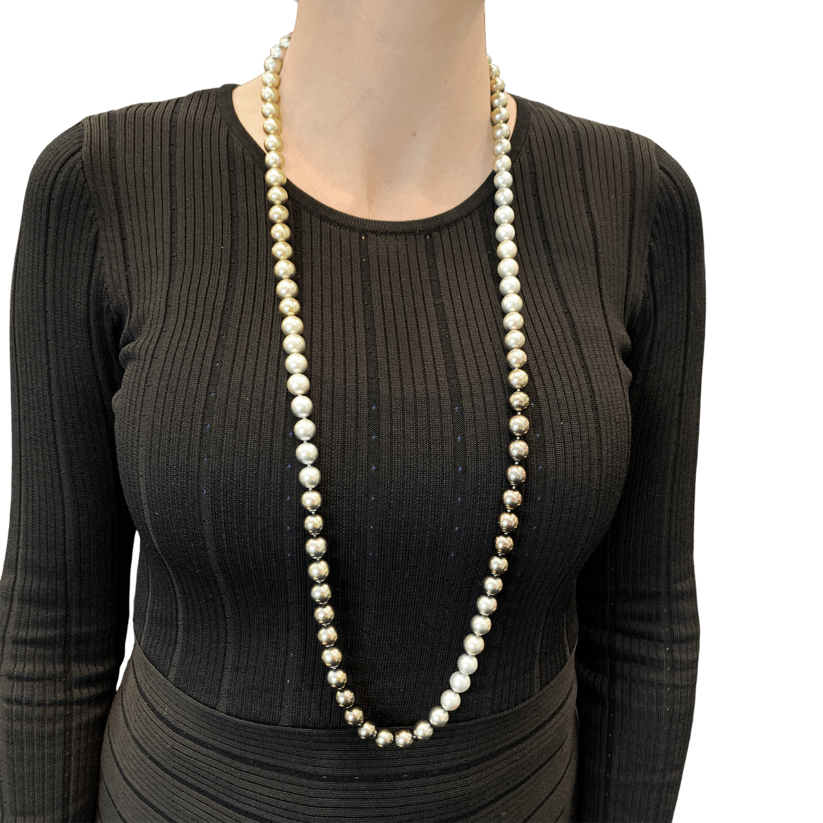 Collier Sautoir en or blanc, perles et diamants - Castafiore