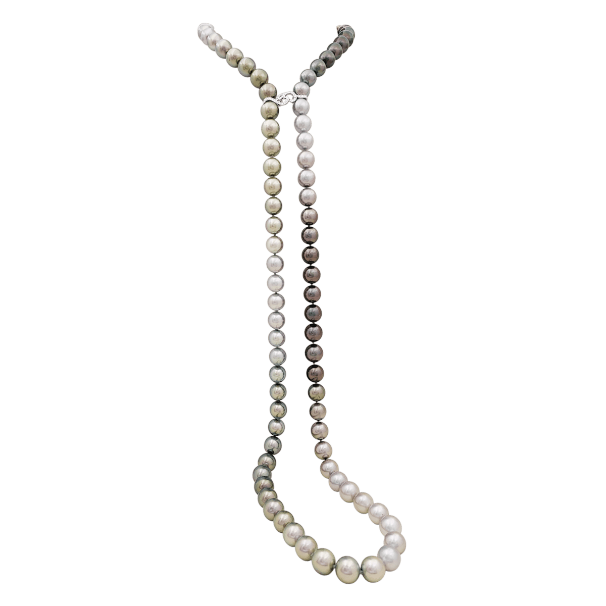 Collier Sautoir en or blanc, perles et diamants - Castafiore