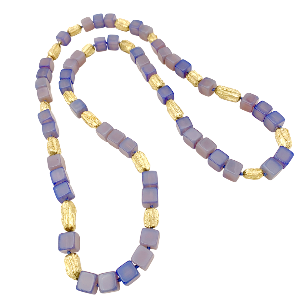 Collier Sautoir en or jaune et calcédoine - Castafiore