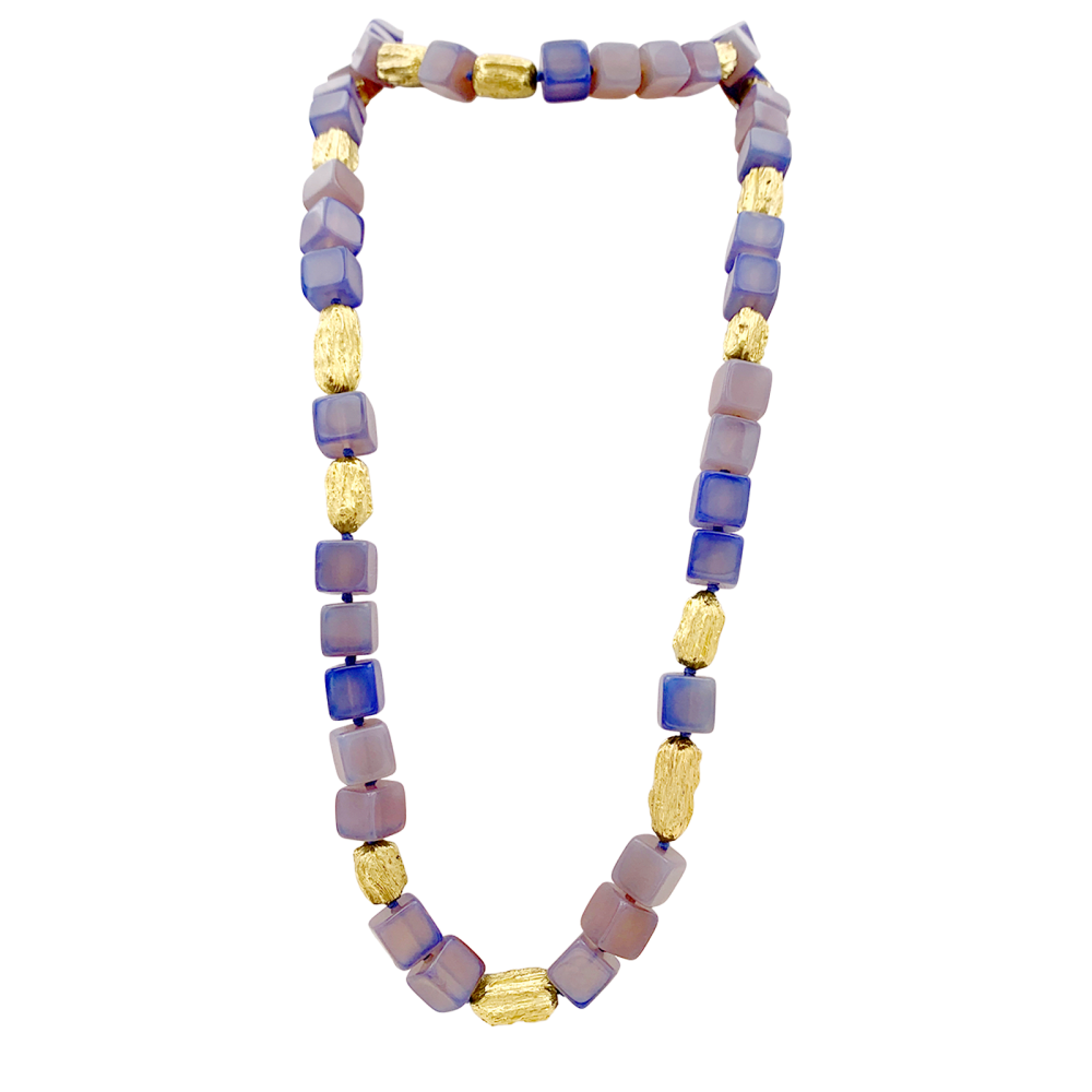 Collier Sautoir en or jaune et calcédoine - Castafiore