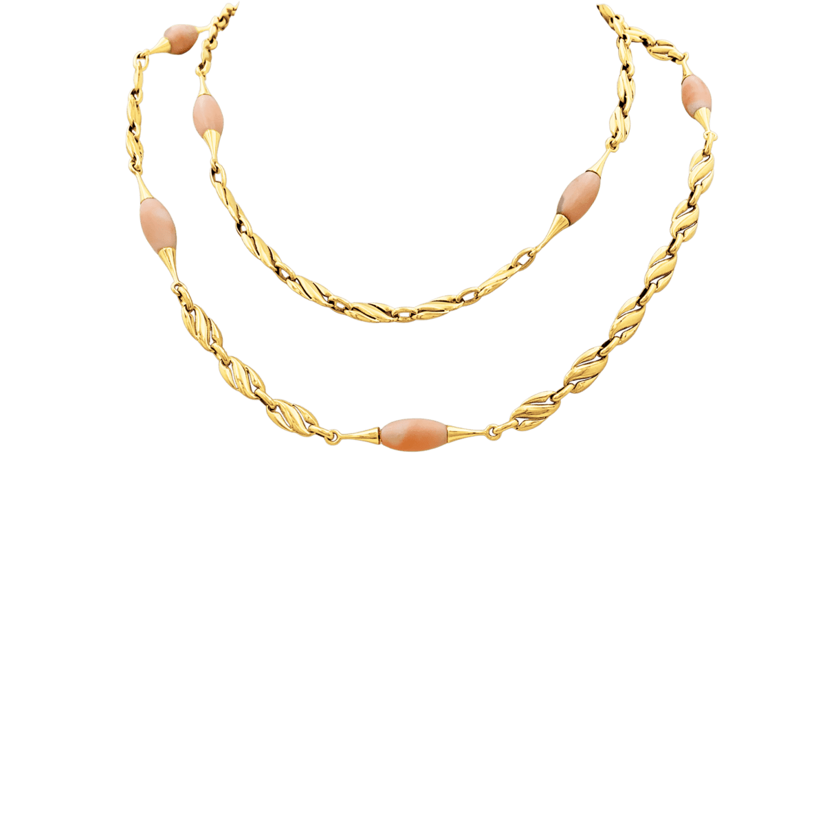 Collier Sautoir en or jaune et corail - Castafiore