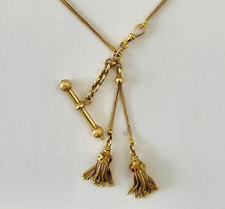 Collier Sautoir en or jaune, or vert et perles grises - Castafiore