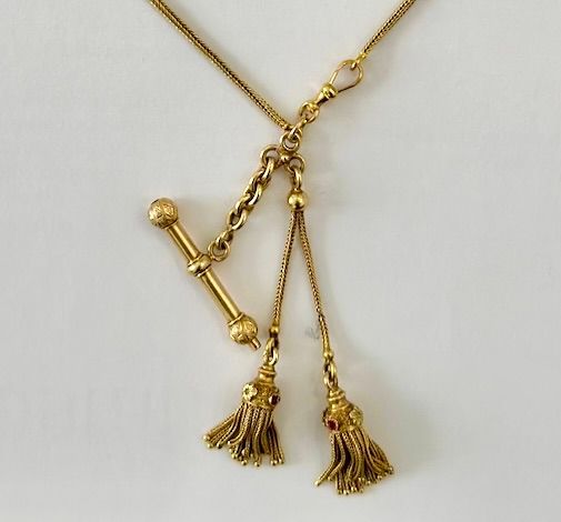 Collier Sautoir en or jaune, or vert et perles grises - Castafiore