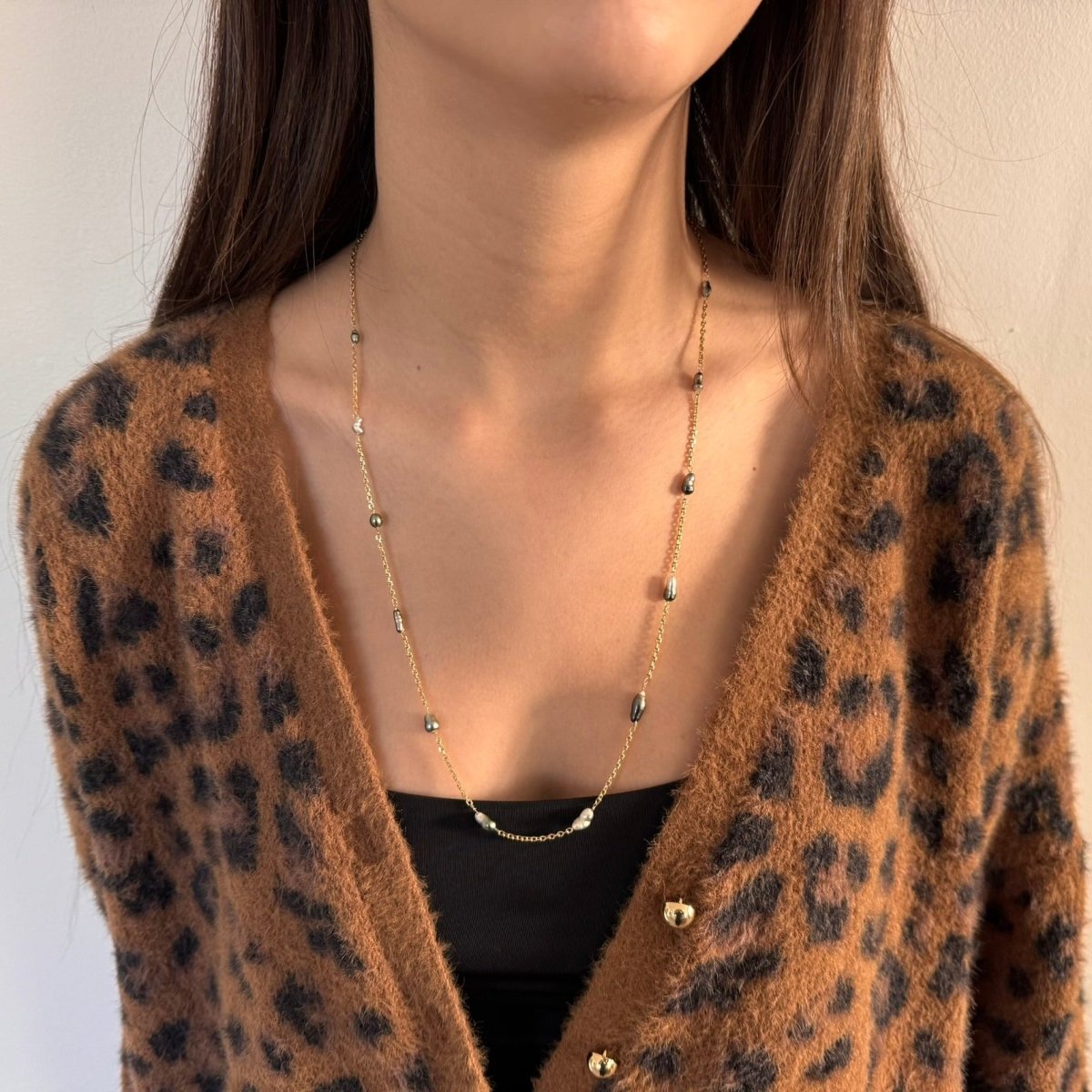 Collier Sautoir en or rose et perles - Castafiore