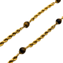 Collier Sautoir maille en or jaune et oeil de tigre - Castafiore