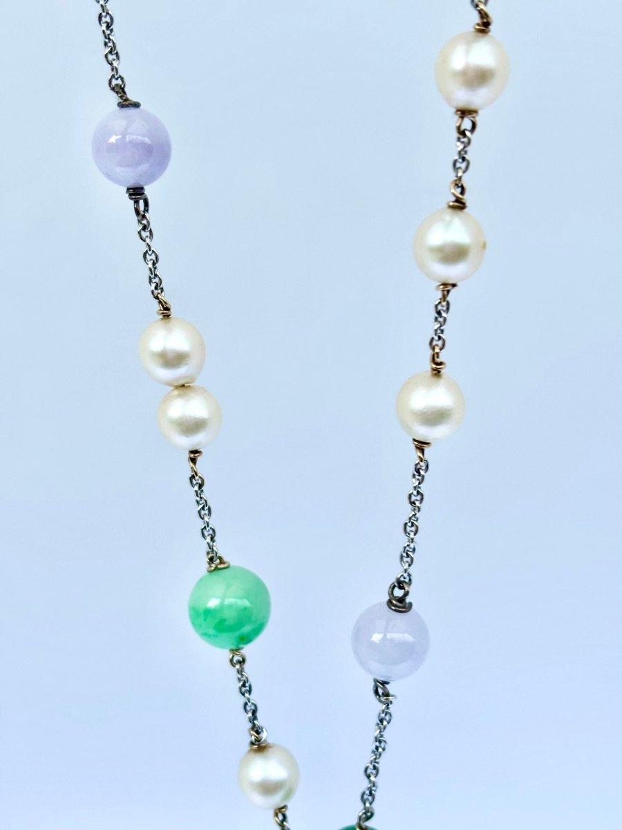 collier sautoir" marseillais" en or blanc vintage - Castafiore