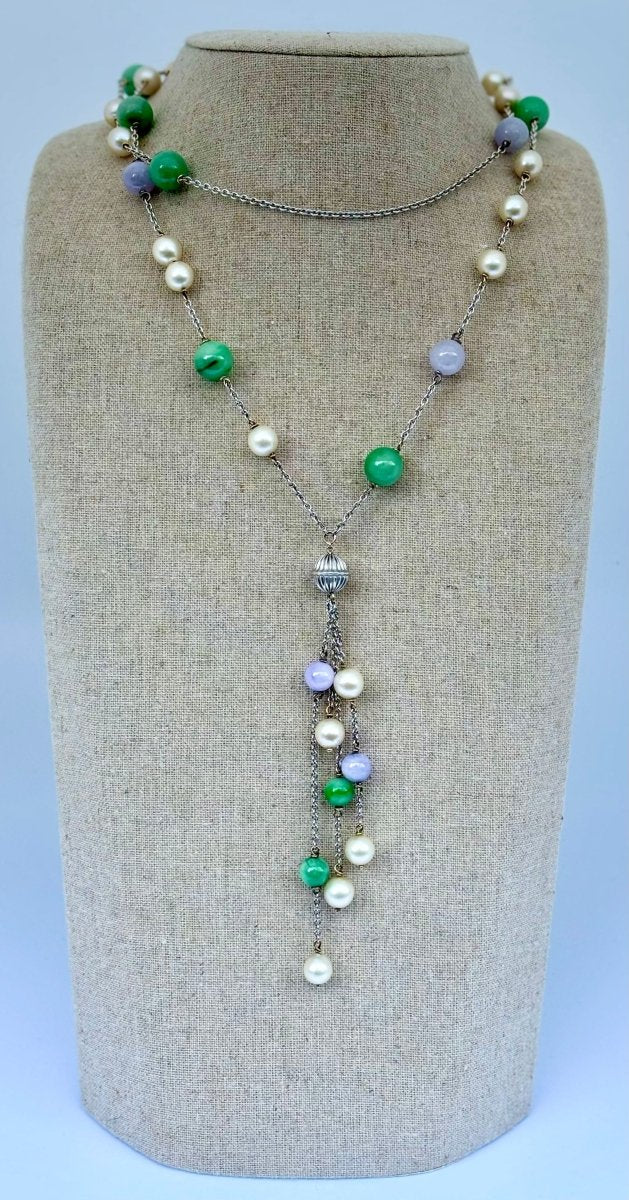 collier sautoir" marseillais" en or blanc vintage - Castafiore