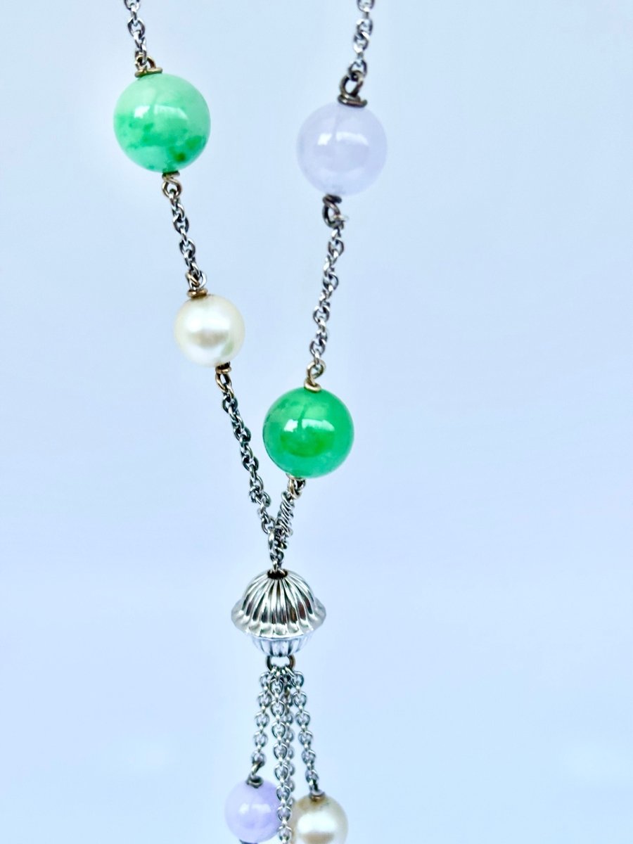 collier sautoir" marseillais" en or blanc vintage - Castafiore