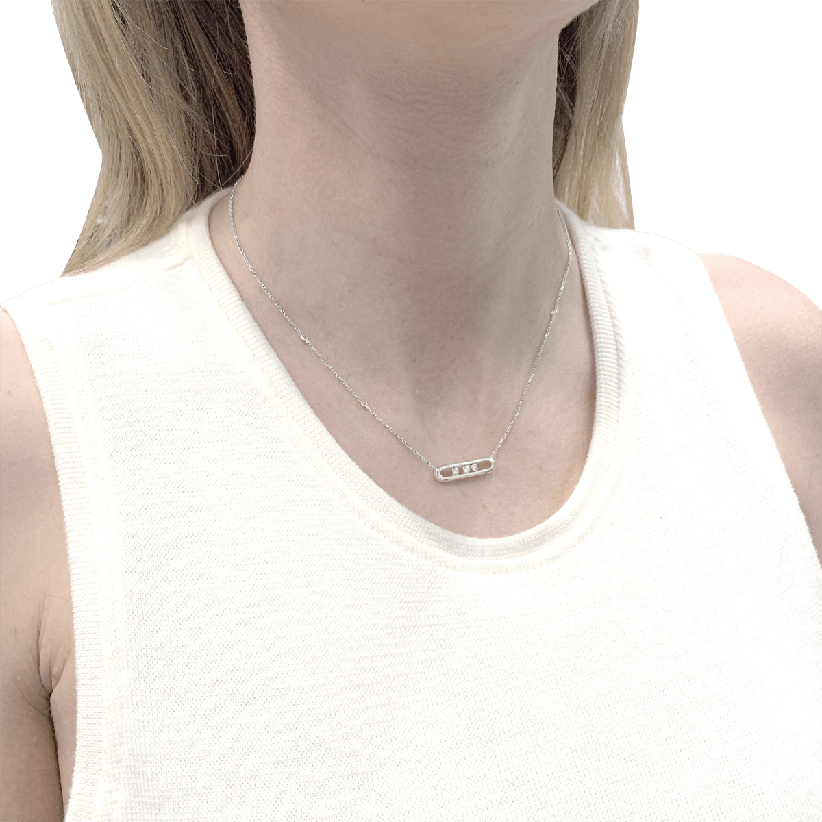 Collier - Sautoir MESSIKA, "Baby Move", or blanc et diamants - Castafiore