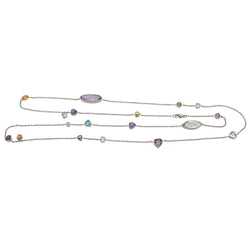 Collier Sautoir Or blanc Saphir - Castafiore