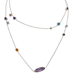 Collier Sautoir Or blanc Saphir - Castafiore