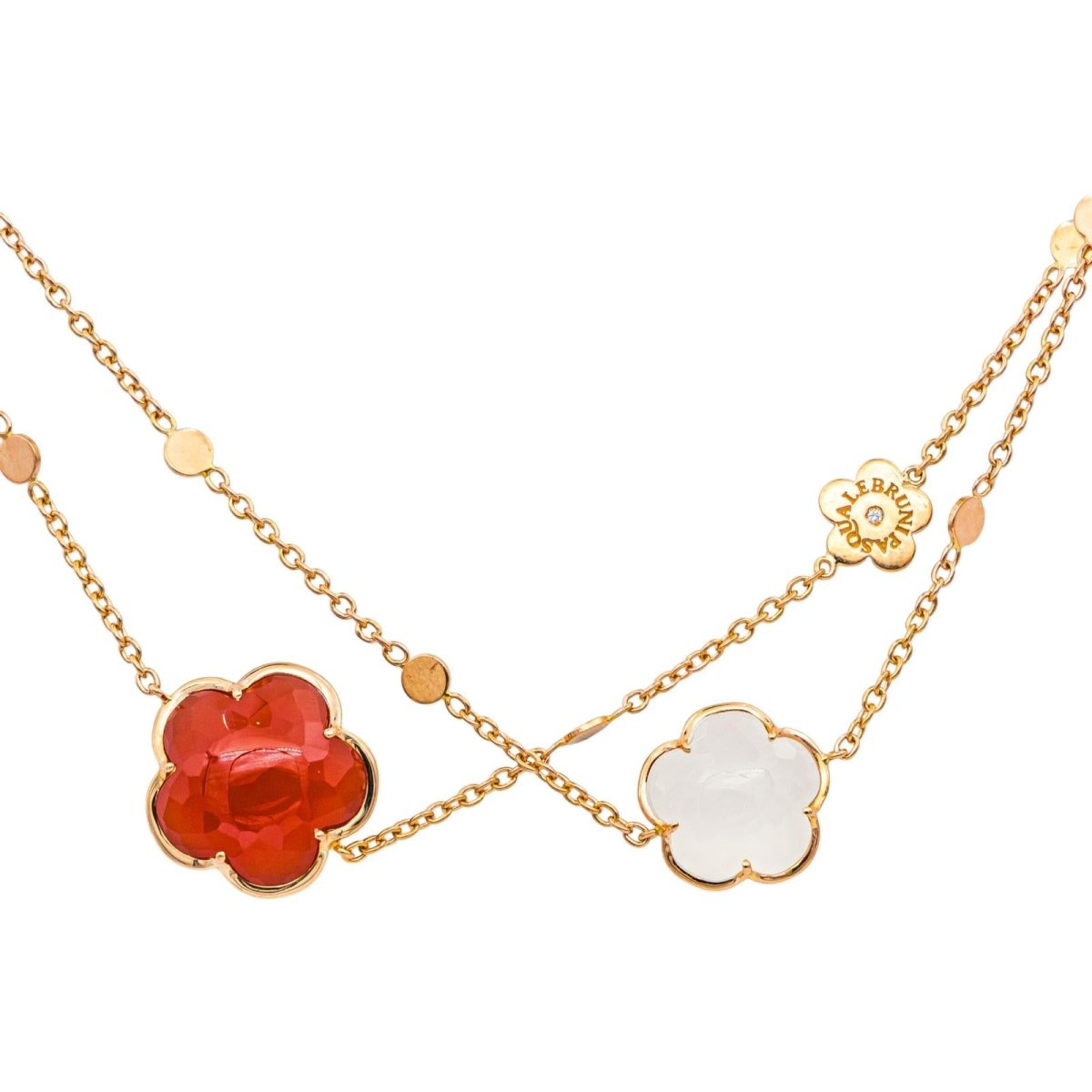 Collier Sautoir PASQUALE BRUNI "Bon Ton" en or rose, cornaline et quartz - Castafiore