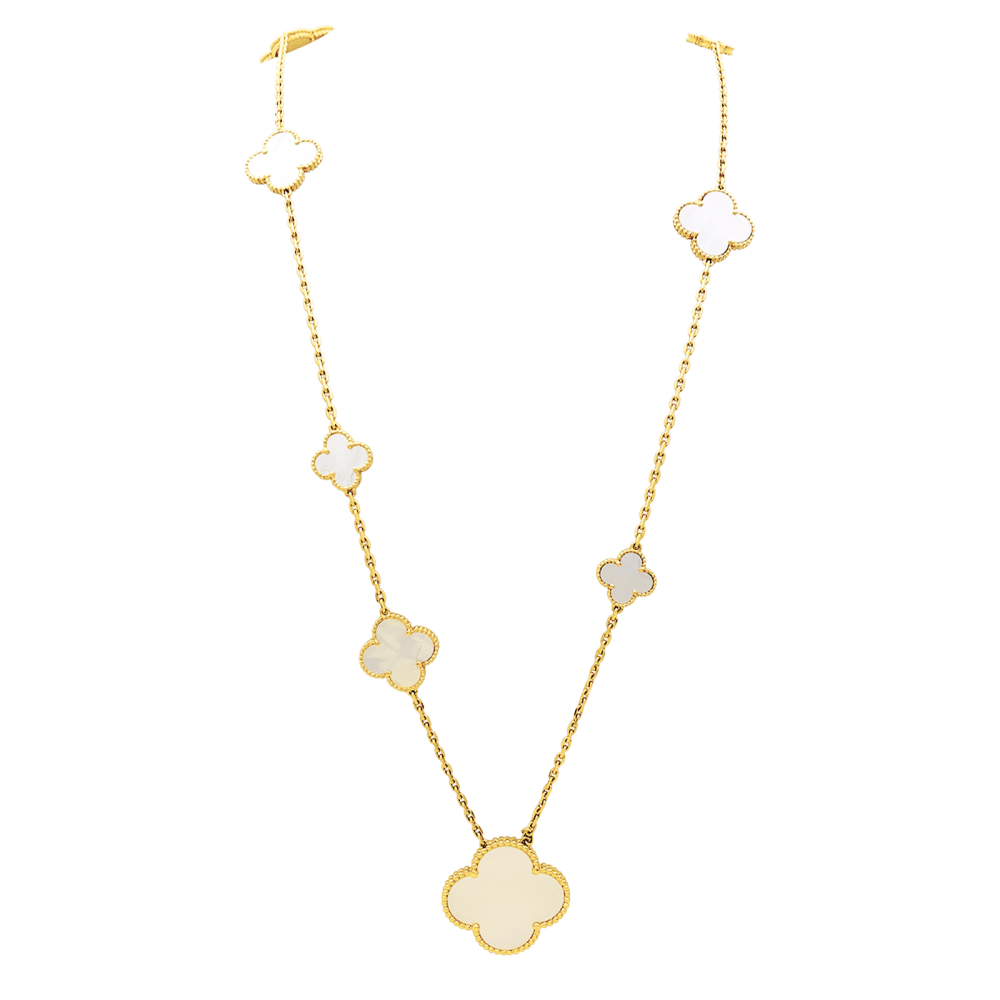 Collier Sautoir VAN CLEEF & ARPELS "Magic Alhambra" en or jaune et nacre - Castafiore