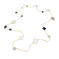 Collier Sautoir VAN CLEEF & ARPELS "Magic Alhambra" en or jaune, nacre et onyx - Castafiore