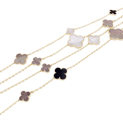 Collier Sautoir VAN CLEEF & ARPELS "Magic Alhambra" en or jaune, nacre et onyx - Castafiore
