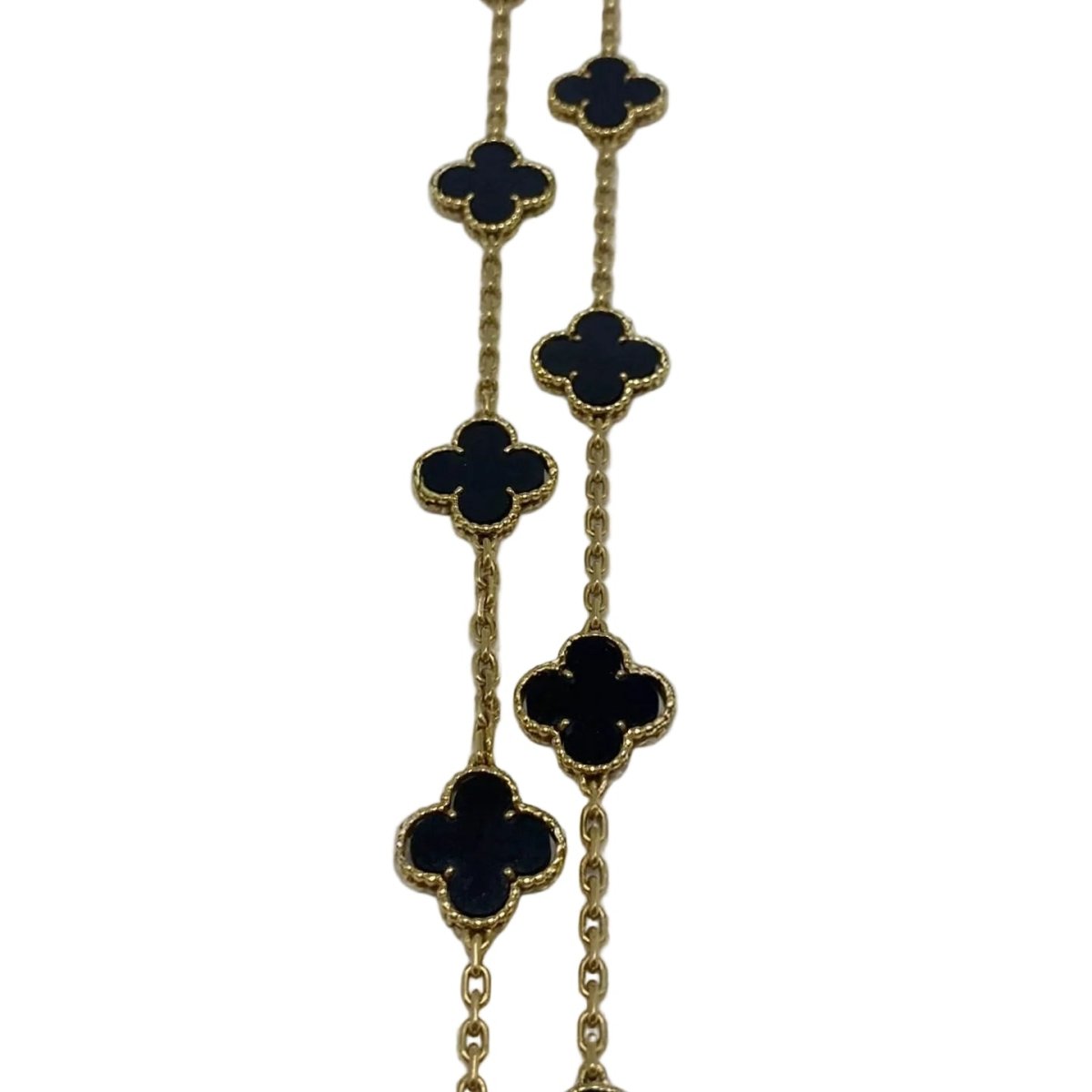 Collier Sautoir VAN CLEEF & ARPELS "Vintage Alhambra" en or jaune et onyx - Castafiore