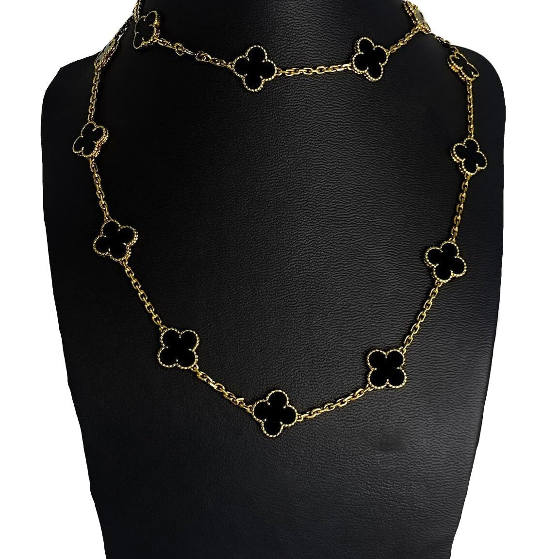 Collier Sautoir VAN CLEEF & ARPELS "Vintage Alhambra" en or jaune et onyx - Castafiore