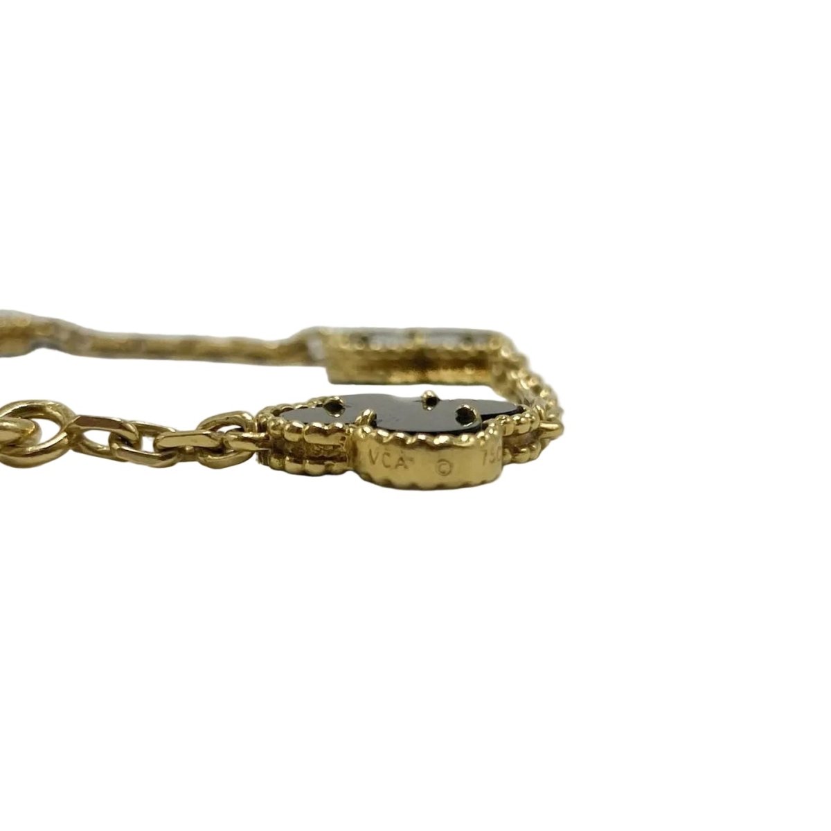 Collier Sautoir VAN CLEEF & ARPELS "Vintage Alhambra" en or jaune et onyx - Castafiore