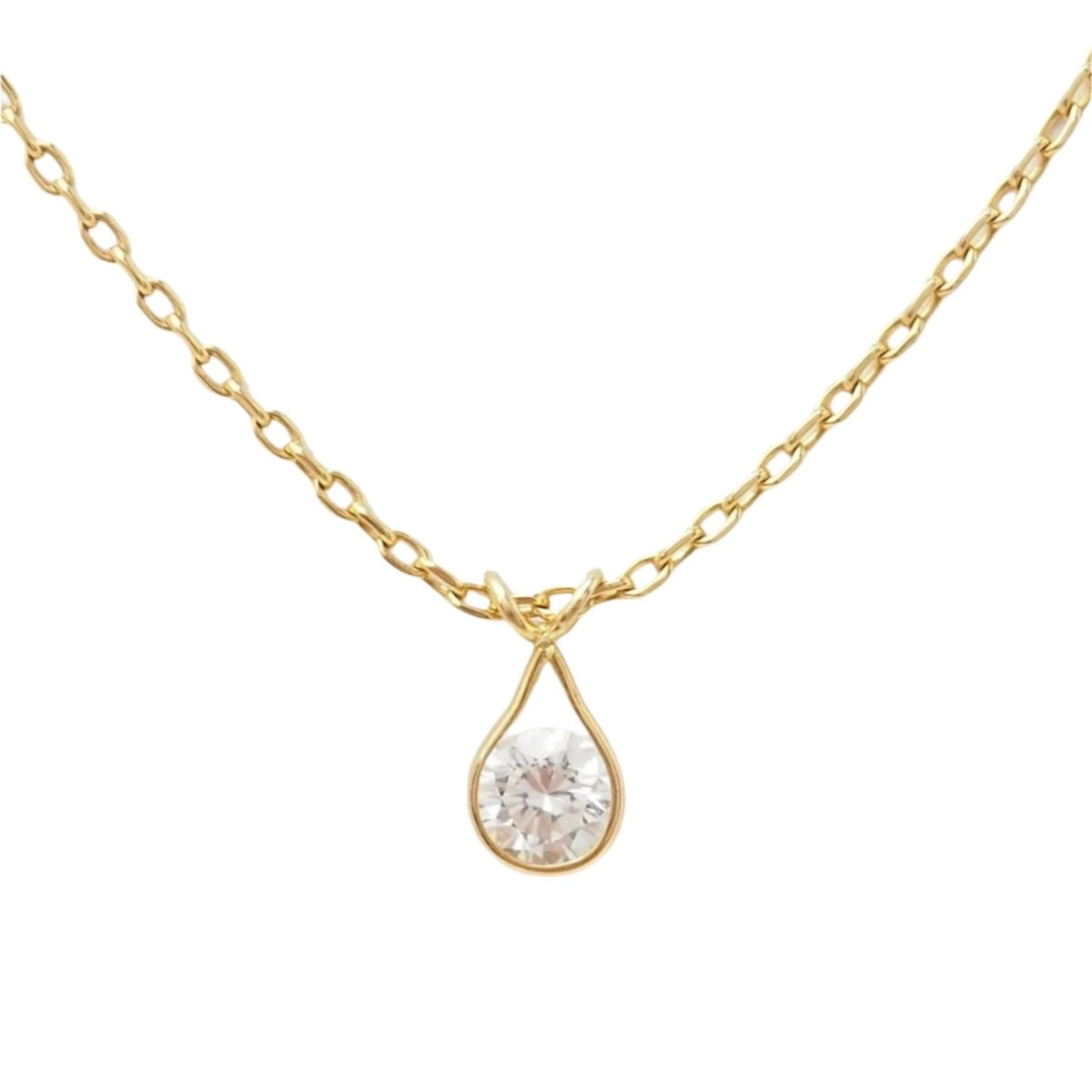 Collier solitaire AUGIS en or jaune et diamant - Castafiore