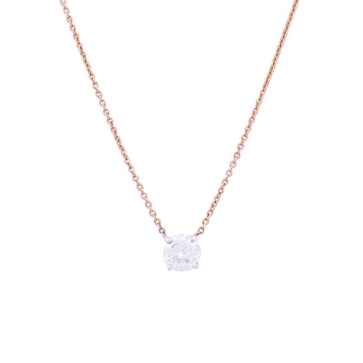 Collier solitaire deux ors, diamants. - Castafiore