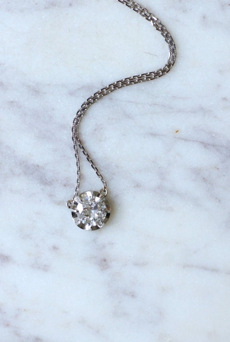 Collier solitaire diamant 1.24 Cts - Castafiore