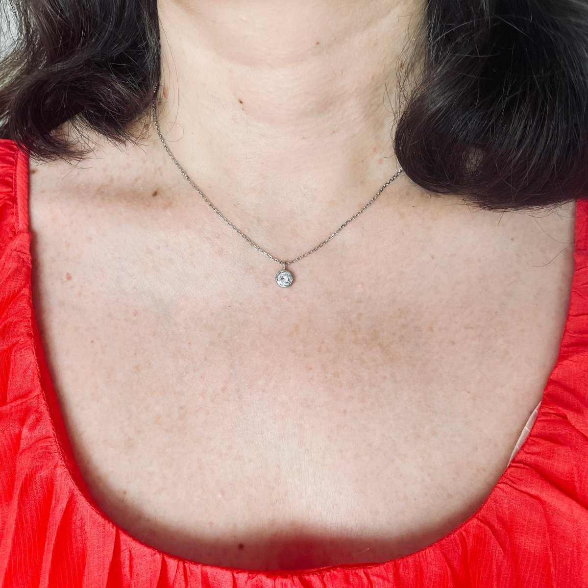 Collier solitaire diamant en or blanc - Castafiore