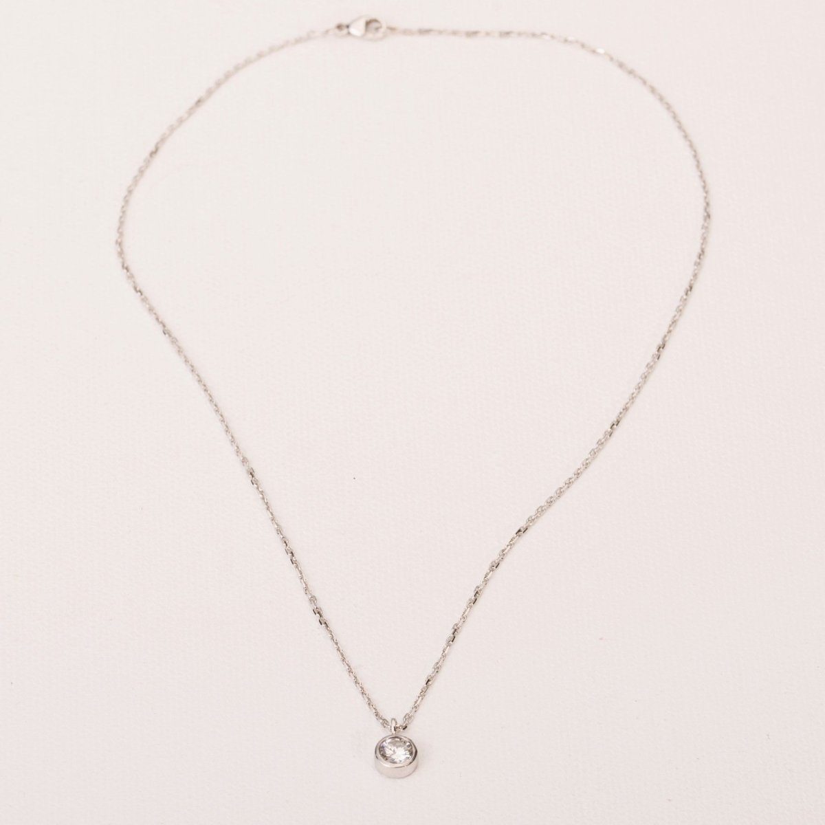 Collier solitaire diamant en or blanc - Castafiore