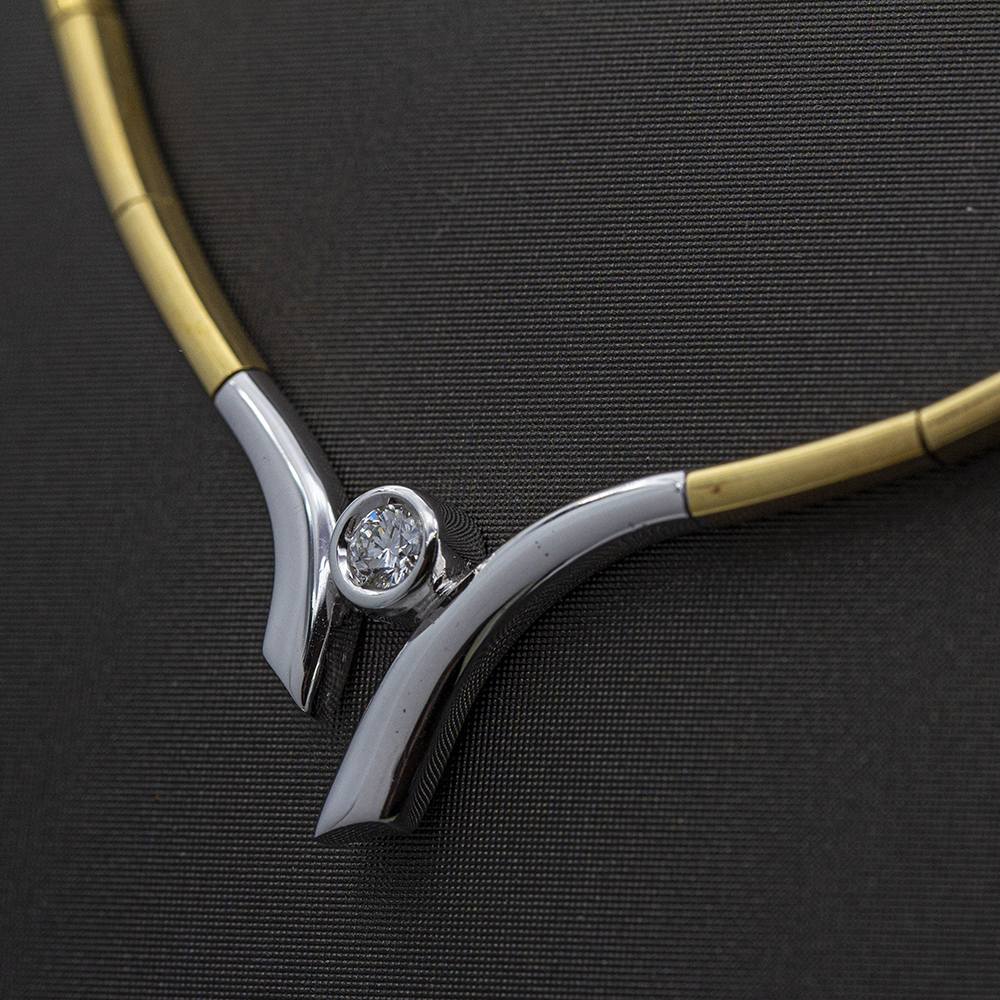 Collier SOLITAIRE en or bicolore et diamants - Castafiore