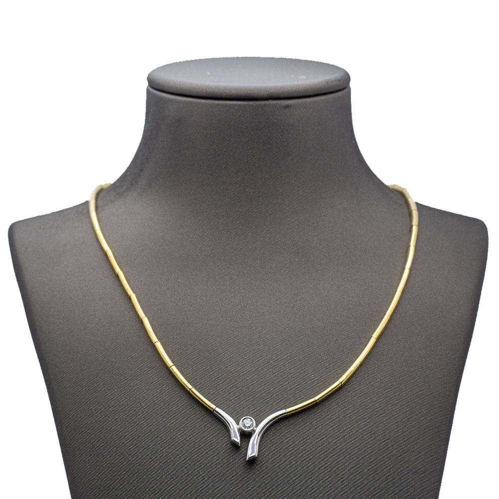 Collier SOLITAIRE en or bicolore et diamants - Castafiore