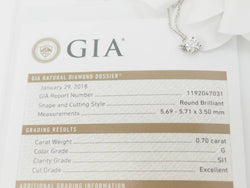 Collier solitaire en or blanc et diamant 0.70ct - Castafiore