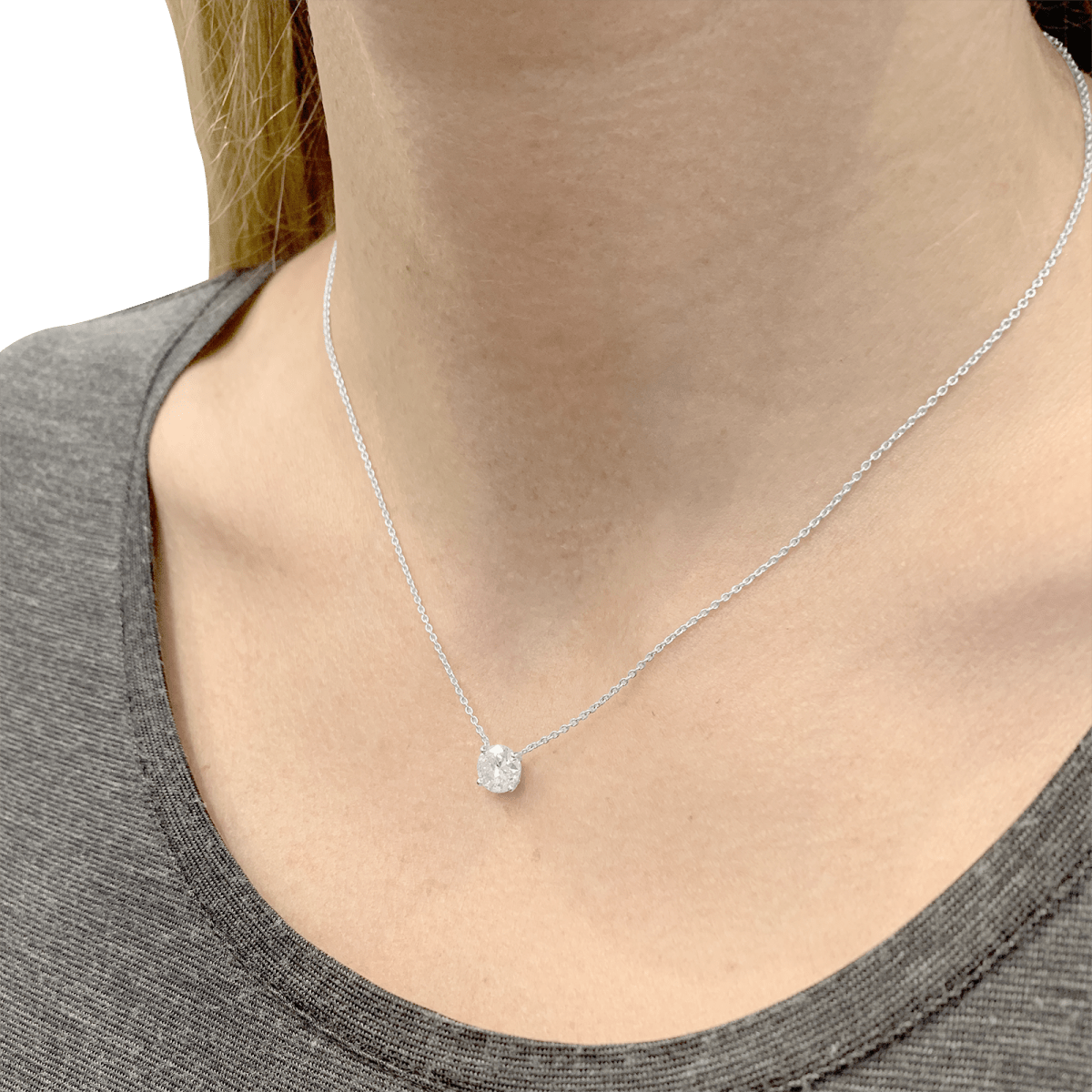 Collier Solitaire en or blanc et diamant - Castafiore
