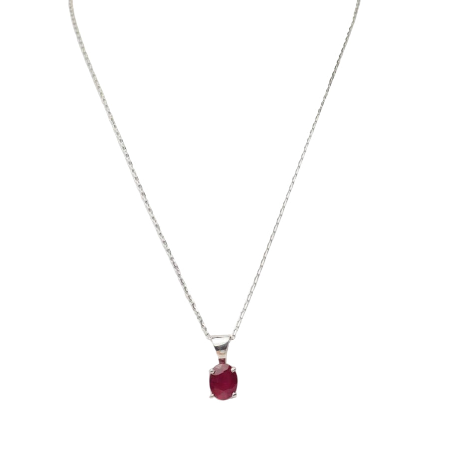 Collier solitaire en or blanc et rubis 2,12ct - Castafiore