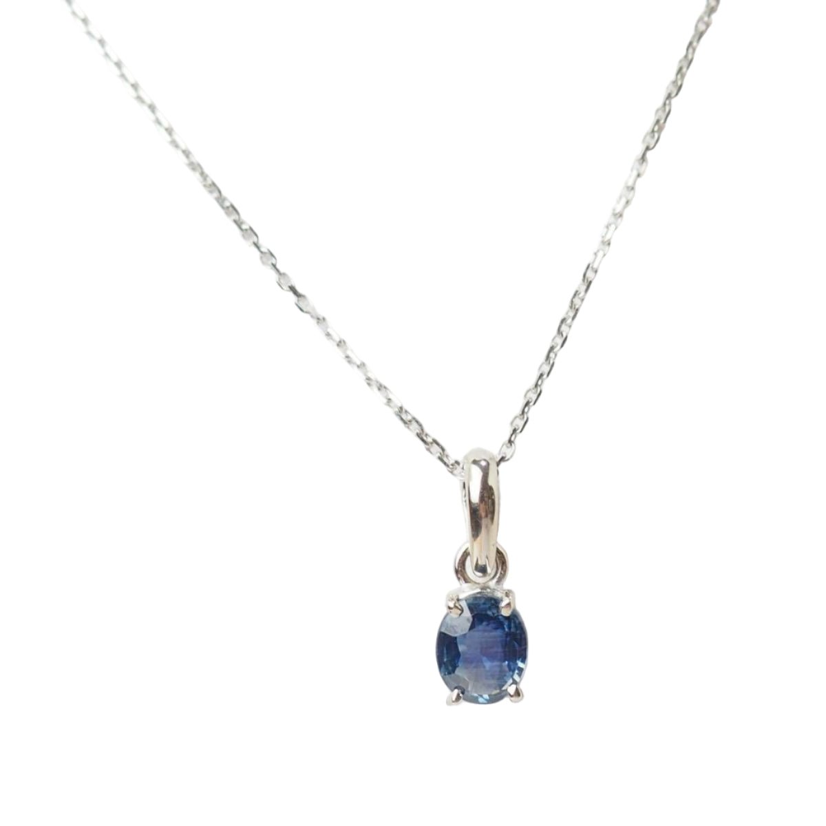 Collier solitaire en or blanc et saphir - Castafiore