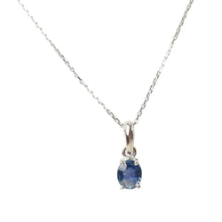 Collier solitaire en or blanc et saphir - Castafiore