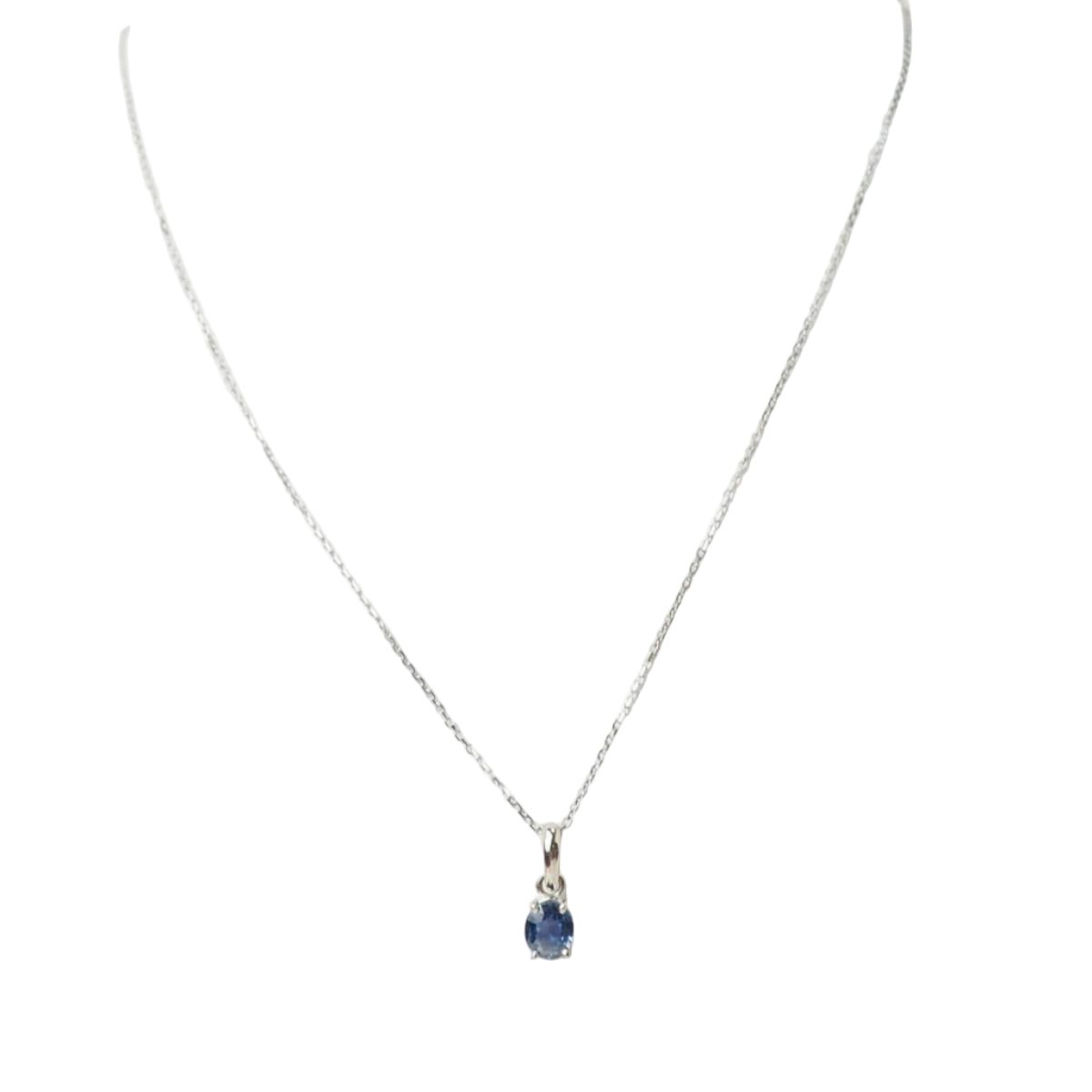 Collier solitaire en or blanc et saphir - Castafiore