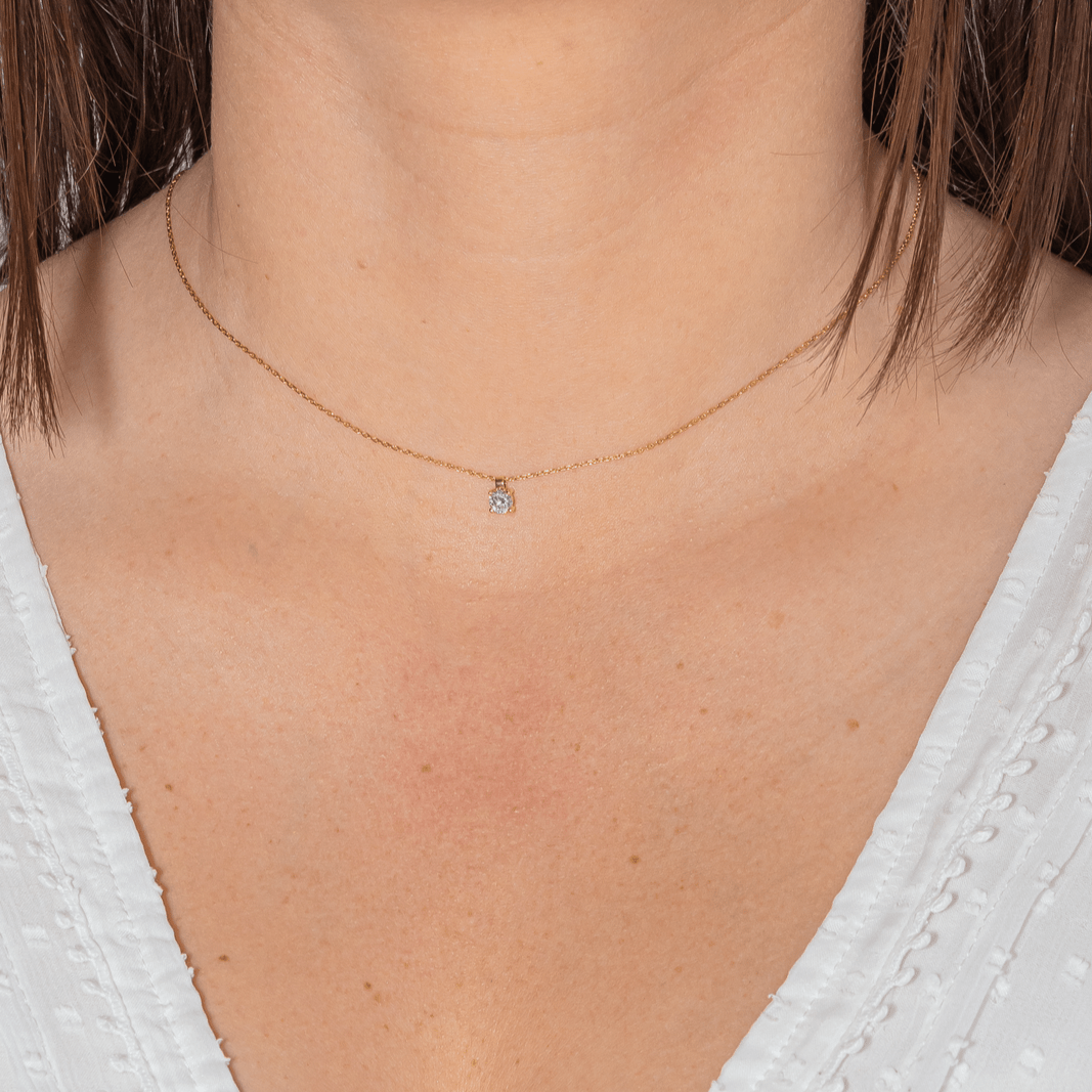 Collier Solitaire en or jaune et diamant - Castafiore