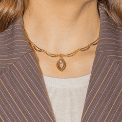 Collier Solitaire en or jaune, or blanc et diamant - Castafiore