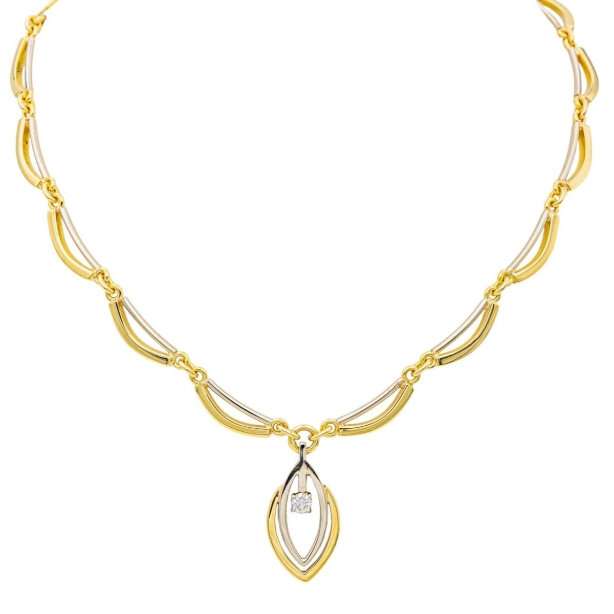 Collier Solitaire en or jaune, or blanc et diamant - Castafiore