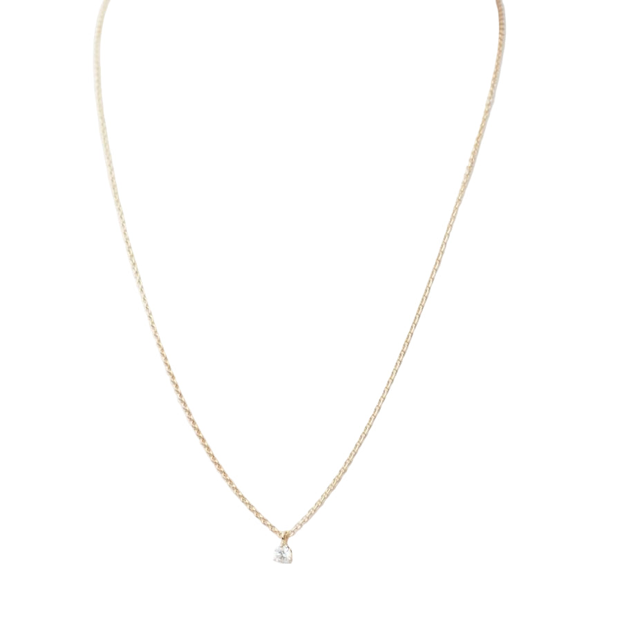 collier solitaire en or rose et diamant - Castafiore