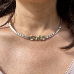 Collier torque ZOLOTAS nœud d'Hercule en argent et or jaune - Castafiore