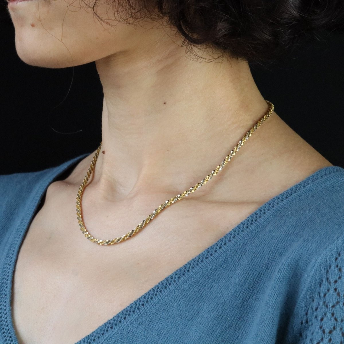 Collier torsadée en or jaune et or blanc - Castafiore