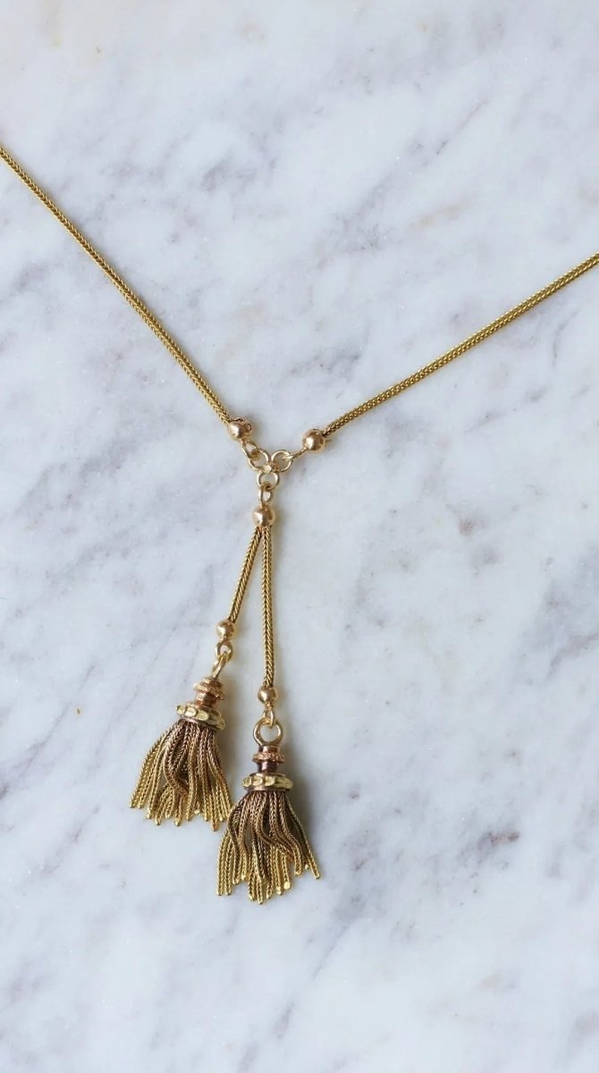 Collier trois ors négligé pompons - Castafiore