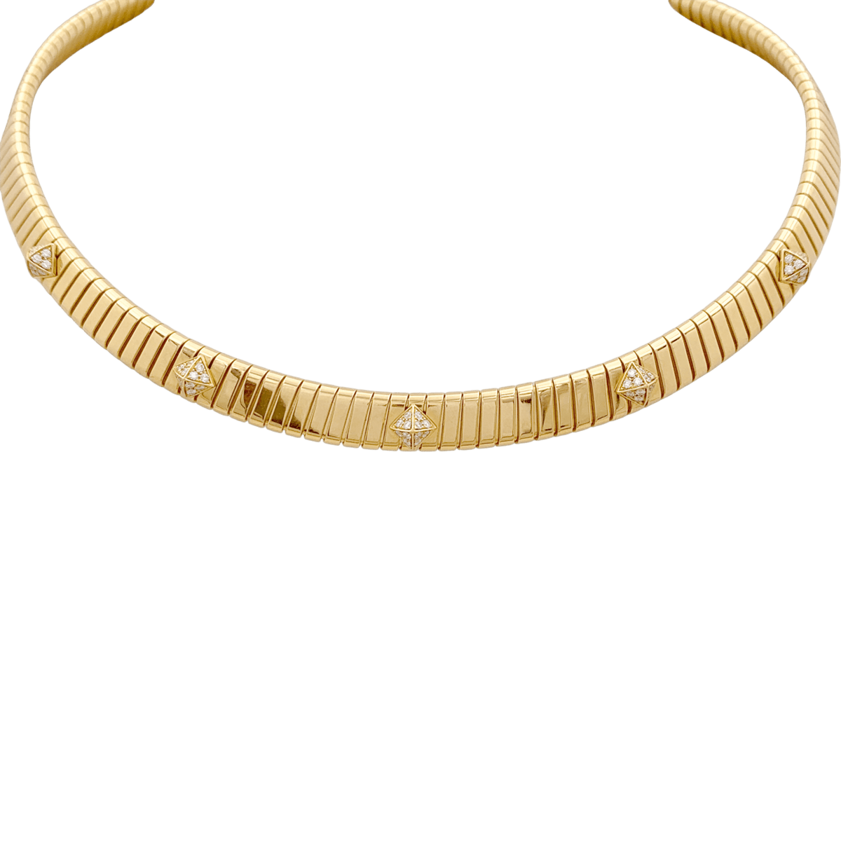 Collier Tubogas BULGARI "Tubogas" en or jaune et diamants - Castafiore